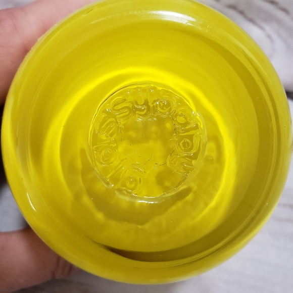 🌞SOLD🌞 Glassybaby Yellow Hand Blown Glass Candle Votive Pre Triskelion #2 - Picture 7 of 13